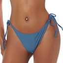 ZAFUL Bikini Bottoms for Women Tie Side String Bathing Suit Bottoms High Cut Swimsuit Bottom (Medium, 2-haze Blue)