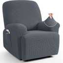 TAOCOCO Recliner Cover 4-Pieces, Recliner Stretch Sofa Slipcover, Recliner Cover 1 Seat, Couch Protector Soft, Furniture Protector Covers with Elastic, Chair Covers Jacquard Pattern (Grey)
