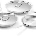 All-Clad D3® Stainless Steel 5 Piece Frypan Set- Made in USA- Includes 8", 10" and 12" Frying Pans With Lid - Professional Grade -Oven Safe & Induction Compatible