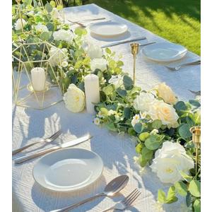 Artificial Eucalyptus Garland (Roses, Peonies, Daisies) - Fake Greenery Garland for Weddings, Parties, Backdrops; Indoor/Outdoor Wall, Table, Door & Hanging Decor.