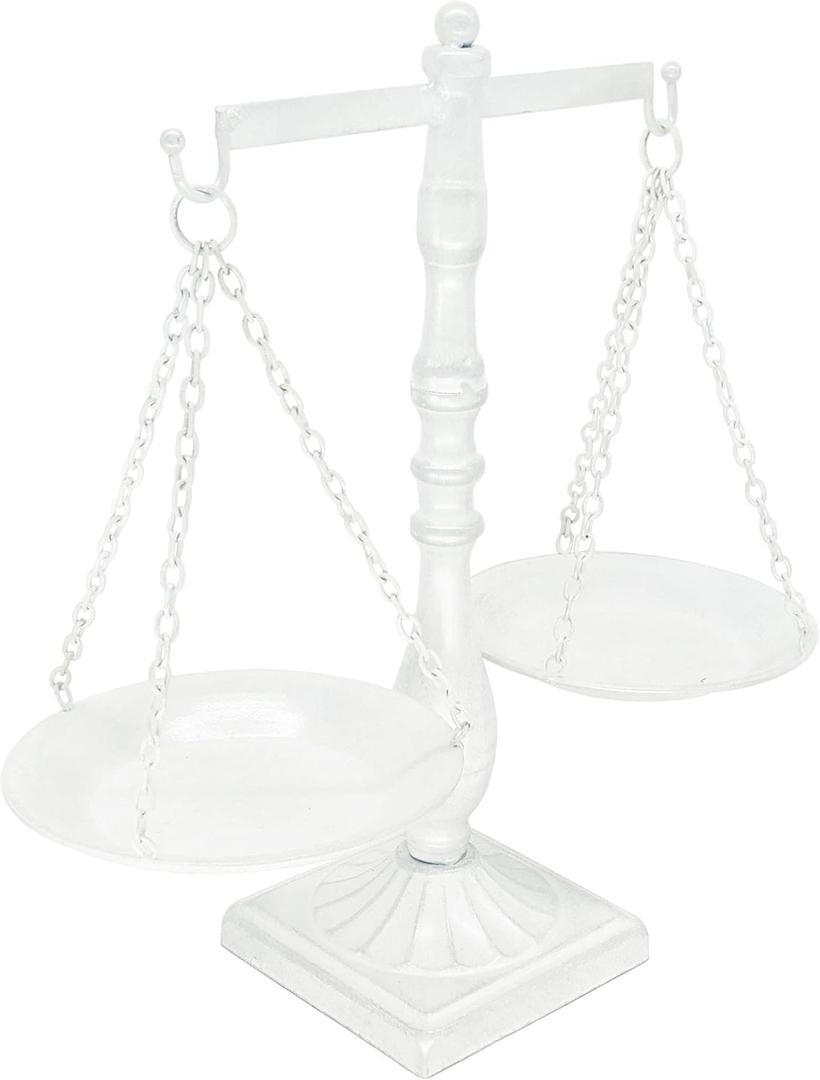 Vintage Metal Libra Jewelry Towers Display Cosmetic Organizer Storage, Scale Centerpiece Stand, Antique Jewelry Storage, Farmhouse Candleholder Display  White, 12 W x 12 H (One Size) Vintage Metal Libra Jewelry Towers Display Cosmetic Organizer Storage, Scale Centerpiece Stand, Antique Jewelry Storage, Farmhouse Candleholder Display  White, 12 W x 12 H (One Size)