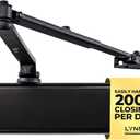 LYNN HARDWARE Heavy Duty Automatic Door Closer (Black) - Commercial Grade, Contractors Choice, Adjustable Speed & Force, Delayed Closing Timer, 3 Mounting Options, 3 Hour Fire Rated (DC8016 Model)