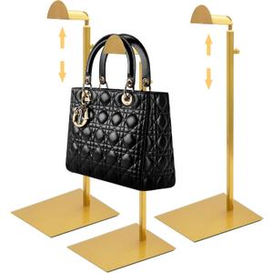 Royxen 3 Pack Handbag Rack Stainless Steel with Adjustable Height, Purse Display Stand (Gold)