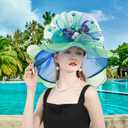 Women Derby Church Organza Flower Wedding Tea Party Fascinator Wide Brim Sun Hat