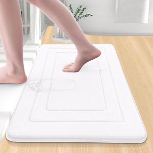 Arotive Memory Foam Bathroom Rug Mat 24"x16", Ultra Soft and Absorbent Bath Mat, Machine Wash Dry, Comfortable Bath Rug Carpet for Bathroom Floor, Tub and Shower, White