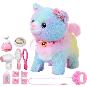 Interactive Kids Toy: Touch & Voice Controlled Remote Control Cat, Lifelike Walking, Meows & Wags Tail, Ages 3-7 (Colorful)