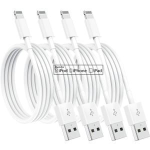 4 Pack [Apple MFi Certified] Apple Charging Cables 10ft, iPhone Chargers Lightning Cable 10 Foot, Fast iPhone Charging Cord for iPhone 14/14Pro/13/13Pro/12/11/11Pro/11Max/ X/XS/XR, ipad(White) (4pack(10ft))