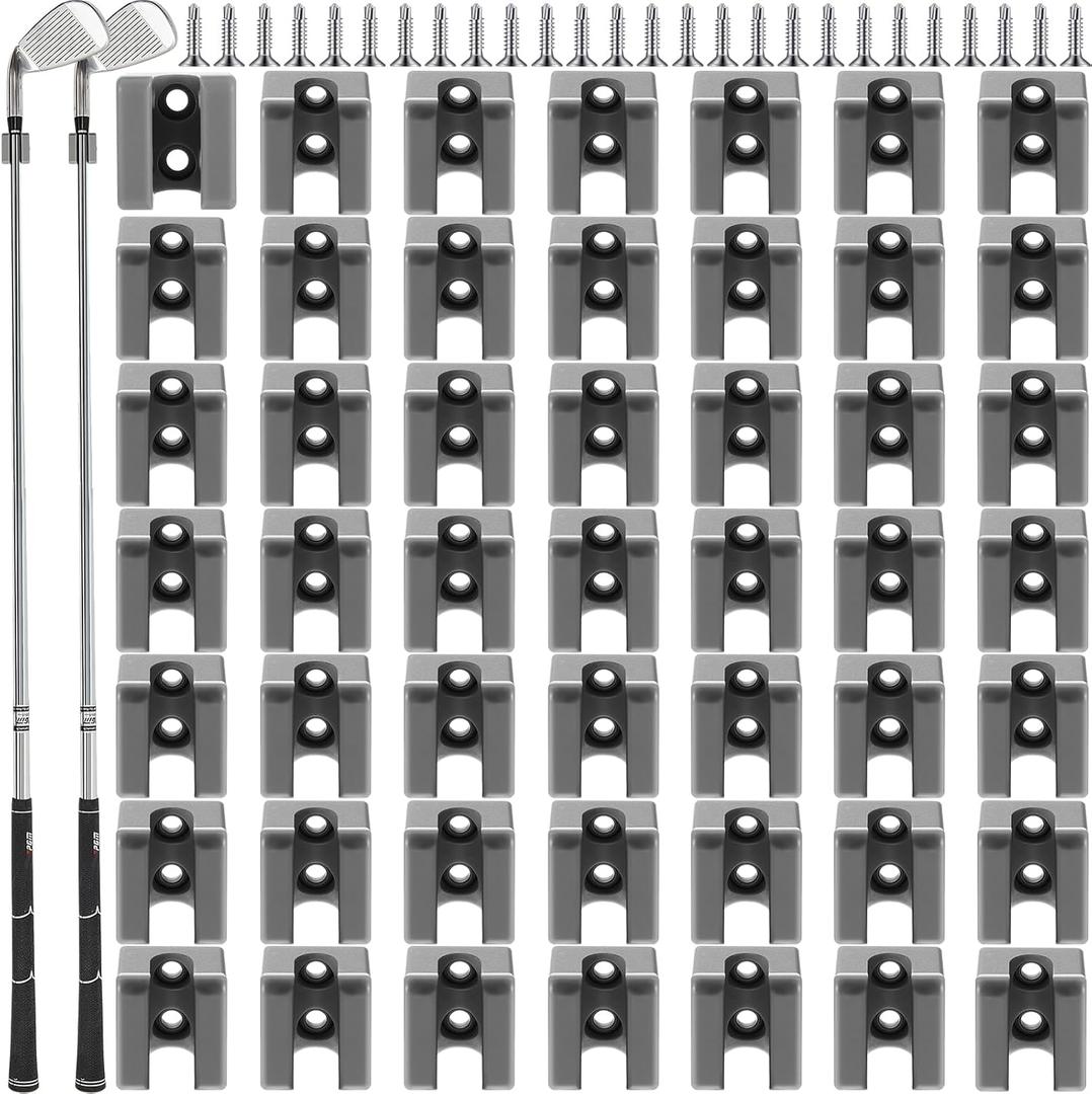 Deekin 30 Pcs Golf Club Hanger Holder Golf Club Wall Mount Rack Storage Organizer for Garage Hanger with 60 Pcs Screws for Wall Display, Grip up Type