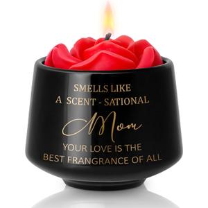 Mothers Day Birthday Gifts for Mom, Moms Gifts from Daughter, Son - Christmas Valentines Day Present for Mother 5 oz Mom Rose Style Candles