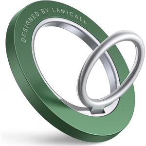 Lamicall Magnetic Phone Ring Grip Holder, [Upgraded Strong Magnet] Finger Ring Holder Stand, Mag Kickstand Accessories for iPhone 17 Pro Max, Dark Green