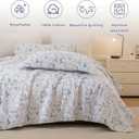 Sanracie 100% Cotton Oversized King Bedspread 128"x120", Shabby French Country Chic White and Blue Floral Botanical Bedspread Sets 3Pcs Soft Breathable Vintage Garden Floral Quilt Sets for All Season, Oversized King Plus