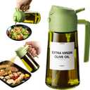 TrendPlain - Original 16oz/470ml Olive Oil Dispenser Bottle for Kitchen Gadgets and Air Fryer Accessories - Olive Oil Sprayer for Cooking w/Stickers - Green