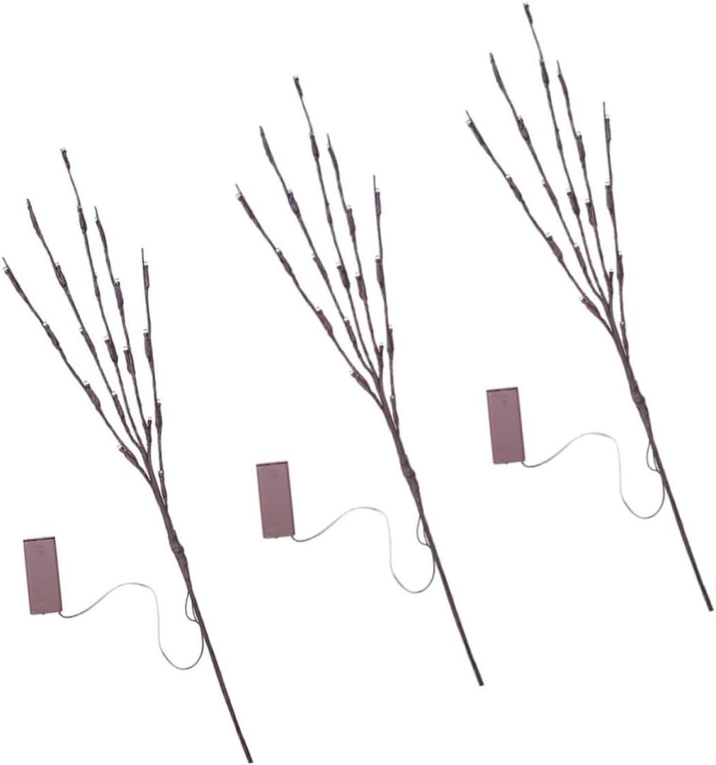 3Pcs LED Tree Branch Lights Decorative Simulated Branch Lamps for Home Decor Warm LED Lights Flexible Wire for Weddings Birthdays and Seasonal