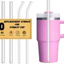 4 Pack Replacement Clear Straws for Stanley 20 oz 14oz Tumbler, 8.85 inch Reusable Plastic Straws for Yeti 30oz 25 oz 26 oz 20 oz Tumbler, Mason Jar 16oz Venti Cup with Brush, Made of Tritan
