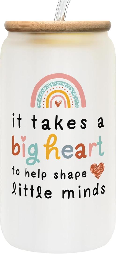 Teacher Appreciation Gift for Women - Thank You Ideas for Valentines, Back to School - 16 Oz Can Glass