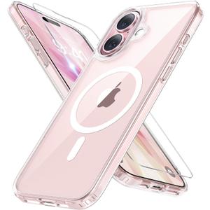 Miracase Magnetic for iPhone 17 Case (Compatible with MagSafe) with Screen Protector Military-Grade Protection, Anti-Fingerprint Translucent Matte Phone Cover for iPhone 17 6.3 inch, Clear