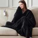 DOWNCOOL Heated Blanket, Electric Blanket, Electric Throw with 1-12 Hour Timer & 10 Heat Settings, Velvet Heated Blanket with Fast Heating and Auto Shut-Off, Machine Washable(50x60 Inches) (Black)