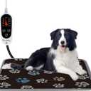 furrybaby Pet Heating Pad, Waterproof Dog Heating Pad Mat for Cat with Durable Anti-Bite Tube Indoor for Puppies Dogs Cats (1 Pack Black, 34 X 24in, Temp Adjustable)