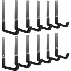 Heavy Duty Steel Hooks - Garage & Garden Tool Organizer, Wall Mount Hooks, Hose Hanger (12, Large)