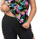 Daci Colorful Floral Women Plus Size Tankini Swimsuit - Tummy Control 2 Piece Bathing Suit with High Waisted Capris Shorts 2025 Swimwear 22W