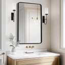 USHOWER Bathroom Mirrors for Over Sink, Metal Frame Rectangle Mirror, Modern Farmhouse Vanity Mirror, Wall Mounted for Bedroom, Living Room, Entryway Remodel & Upgrade, Matte Black, 24 x 36 Inch