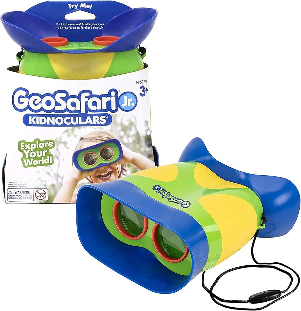 Educational Insights GeoSafari Kidnoculars - Toy Binoculars for Kids, Outdoor Toys for Kids Ages 4-8, Toddler Camping and Nature Toys, Lightweight Binoculars with Neck Strap, Bird Watching Gear (Blue)