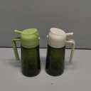 Vakoo 2 in 1 Oil Sprayer and Oil Dispenser for Kitchen - 16oz/470ml Light-Blocking Dark Glass Olive Oil Spray Bottle for Cooking, Air Fryer, Salad & BBQ (Green&White)