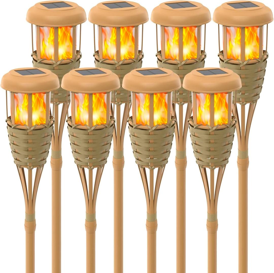 Solar Outdoor Lights, Solar Torch Lights Outdoor Flickering Flame, Outdoor Decorations for Patio Path Yard - 8 Pack