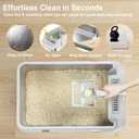 TENTIZON Large Stainless Steel Cat Litter Box, Open Top Metal Kitty Litter Tray with High Sides, Litter Mat, Scoop for Indoor Cats, Kitten,Big Cats, No Odor, No Mess, Leak Proof, Easy Clean