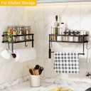 ESOW Paper Towel Holder with Shelf Storage, Adhesive Wall Mount 2-in-1 Basket Organizer for Kitchen & Bathroom, Durable Metal Wire Design, Stainless Steel 304 Matte Black Finish