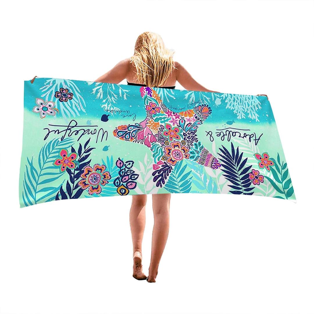 Beach Towel Microfiber Beach Towels Sand Free Quick Dry Lightweight Travel Towels Oversized Large Quick Cute Starfish Design 3060 inch Beach Towels for Kids Women Men Pool Swim