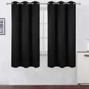 LEMOMO Black Blackout Curtains 34 x 63 Inch Length/Set of 2 Curtain Panels/Thermal Insulated Room Darkening Blackout Curtains for Bedroom