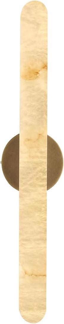 Natural Alabaster Brass Wall Sconce, Modern Bronze Marble Sconce, 24 Inches Height X 5 Inches Width X 3 Inches Depth