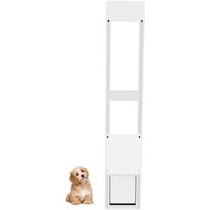 Cat Dog Door Insert for Sliding Patio Door - Easy to Install for Rentals and Apartments with Lockable Weather Proof Panel - Adjustable Height 76.38" to 81.1" Black