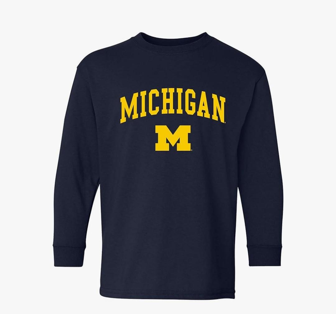 NCAA Arch Logo, Team Color Youth Long Sleeve T Shirt, College, University Small NCAA Arch Logo, Team Color Youth Long Sleeve T Shirt, College, University Small