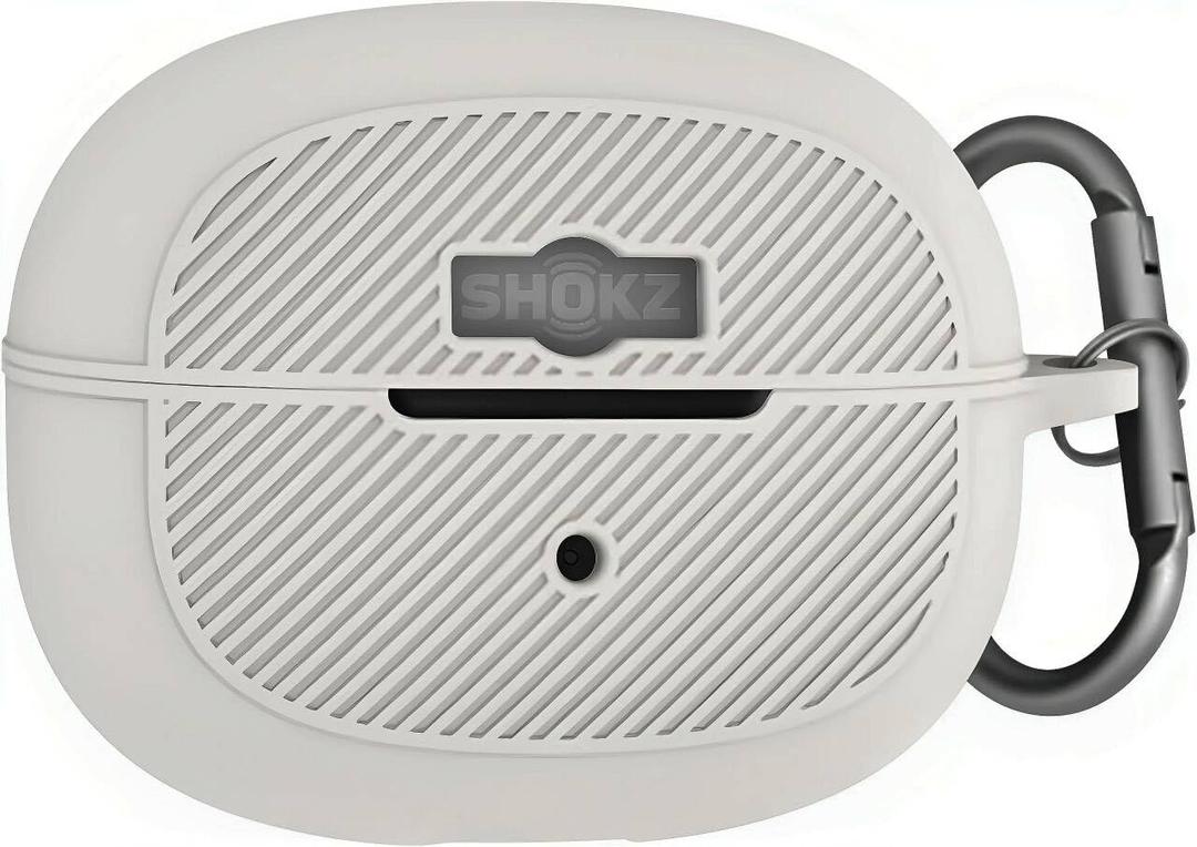 Geiomoo Silicone Case for SHOKZ OpenDots ONE, Soft Flexible Scratch Resistant Protective Cover with Carabiner (Gray)