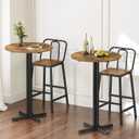 YATINEY Round Bar Table Set of 2, Counter Height Pub Table, Bar Height Cocktail Table, Versatile Use, for Dining Room, Kitchen, Bar, Pub, Cafe, Rustic Brown and Black BT10L2BR, 20.5'' 20.5'' 35.5''