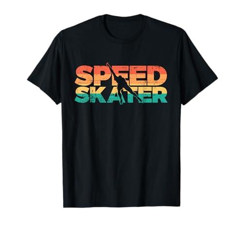 Retro Speed Skater Ice Skating T-Shirt, S
