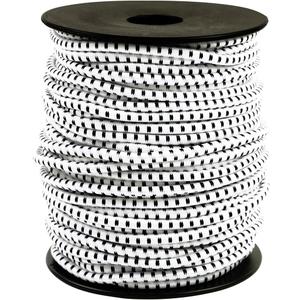 Bungee Cord Roll 1/8 Inch x 100 Feet, White Black Heavy Duty Elastic Shock Cord Nylon Stretch String Kayak Bungee Rope for Luggage, Camping, Kayak, Tent Pole, Tie Downs (1/8" x 100ft)