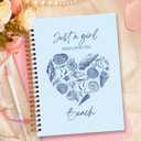 JXREQ Blue Coquette Bow Coastal Beach Notebook, Preppy Ocean Journal, Coastal Seashell Conch Journal, Blue Aesthetic Beachy Office Supplies, Just a Girl Who Loves the Beach Spiral Notebook 5.5x8.3
