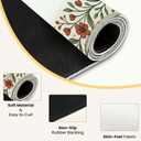 Mahjong Mat for Table Floral Border Design Orange Blue Green Flowers Leaves 31.5" x 31.5" Non-Slip Noise-Reducing Game Mat Premium Mahjong Accessories for Poker Dominoes Board Games