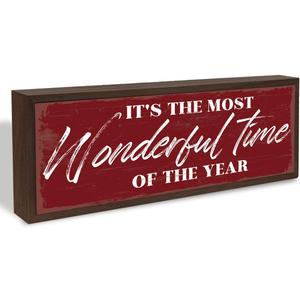 Festive Decor, It's the Most Wonderful Time of the Year, Happy Holiday Decor, Home Decors for Front Door Porch Living Room, New Year Gift, Christmas Gift, Rustic Wooden Box Sign, 9.5x3.1 inches