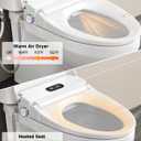 Rainsworth Smart Bidet Seat with Dual User Memory, Instant Heat & Auto-Dry Cycle - Adjustable Heated Seat, Warm Water, Stainless Nozzles, Remote & Knob Control for Elongated Toilets