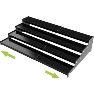 Jojocross Expandable 4-Tier Step Spice Rack Organizer for Kitchen Cabinet Modern Design and Non Skid Space Saving Storage Shelf for Countertop Cabinets Pantry(1Pack/Black)