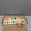 CozyBomB Montessori Educational Wooden Toys for Kids Toddler Number Puzzles Sorter Counting Shape Stacker Stacking Game Preschool Math Blocks Toys Gifts for Boy Girl Birthdays Christmas Holidays (Rainbow)