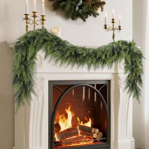 yofit 6FT Garland Christmas Decorations- Artificial Cedar Pine Garlands for Fireplace Mantel, Table, Door Frame, Staircase- Christmas Indoor/Outdoor Holiday Decor