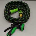 NON-EXPANDABLE Garden Hose 25 FT, Heavy Duty Steel Metal Flexible Water Hose with 10-Function Spray Nozzle, Durable Fabric Skin, No Kinks & Leak-Proof with Upgraded Handle