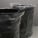 Glitzhome Rustic End Table Set of 2, Farmhouse Galvanized Metal Barrel Ottoman Storage Stool with Round Wood Lid for Living Room Furniture, Black