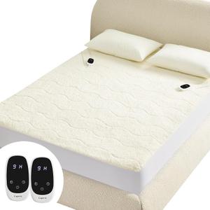 Caperia Heated Mattress Pad Queen, Electric Mattress Pad with 9 Heat Settings, Memory Function, Fast Heating, 1-12 Hours Auto Off, Deep Pocket, Machine Washable, 60"x 80", White