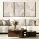BINCUE Framed Neutral Beige Wall Art Modern Abstract Art Decor Minimalist Artwork for Living Room Bedroom Office 16x24 Inches Set of 3